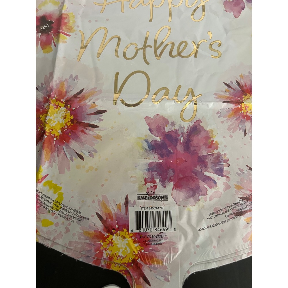 Mylar Balloon Mother's Day Floral Script Watercolor Kaleidoscope 18" Round x 5 - Picture 4 of 6